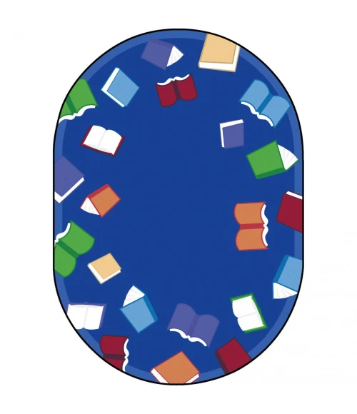 Joy Carpets Kid Essentials Multi Fly Away with Reading 7ft.8in. x 10ft.9in. Oval Rug