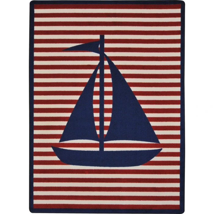 Joy Carpets Kid Essentials Blue Following Seas 5ft.4in. x 7ft.8in. Rect. Rug