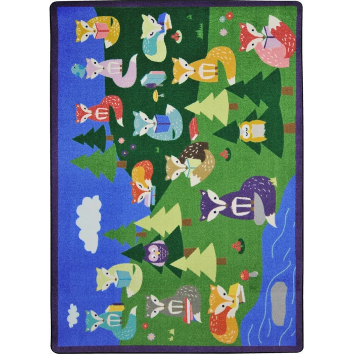 Joy Carpets Kid Essentials Multi Foxy Readers 5ft.4in. x 7ft.8in. Rect. Rug