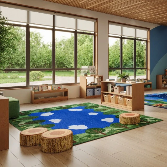 Joy Carpets Kid Essentials Multi Friendly Forest 5ft. 4in. x 7ft. 8in. Rect. Rug