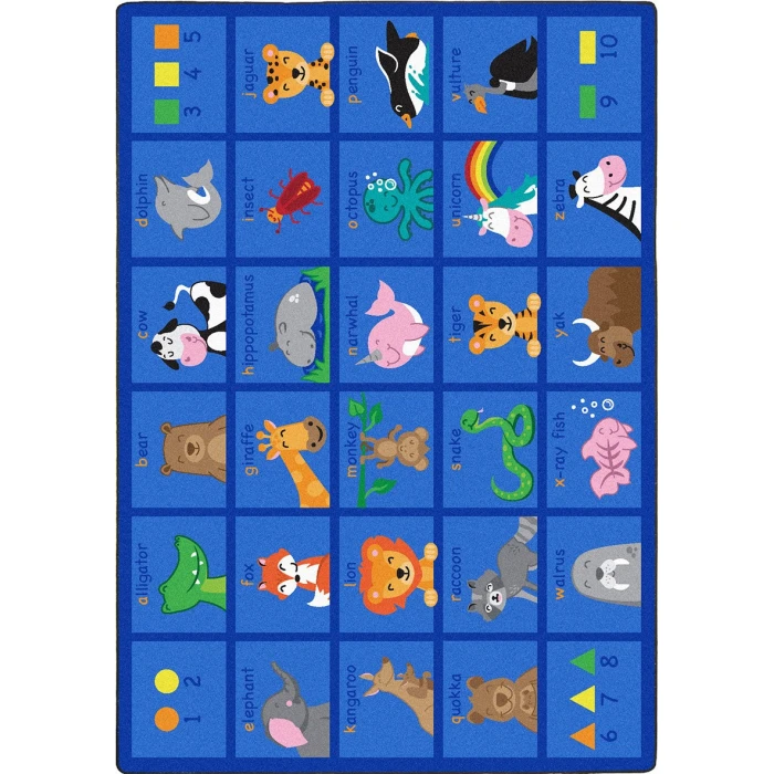 Joy Carpets Kid Essentials English Friendly Phonics Animals 7ft. 8in. x 10ft. 9in. Rect. Rug