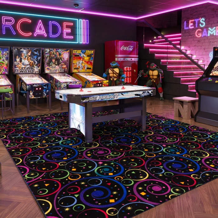 Joy Carpets Neon Lights Fluorescent Fun and Games 12ft. x 15ft. Rect. Rug