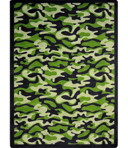Joy Carpets Kaleidoscope Green Funky Camo 5ft.4in. x 7ft.8in. Rect. Rug