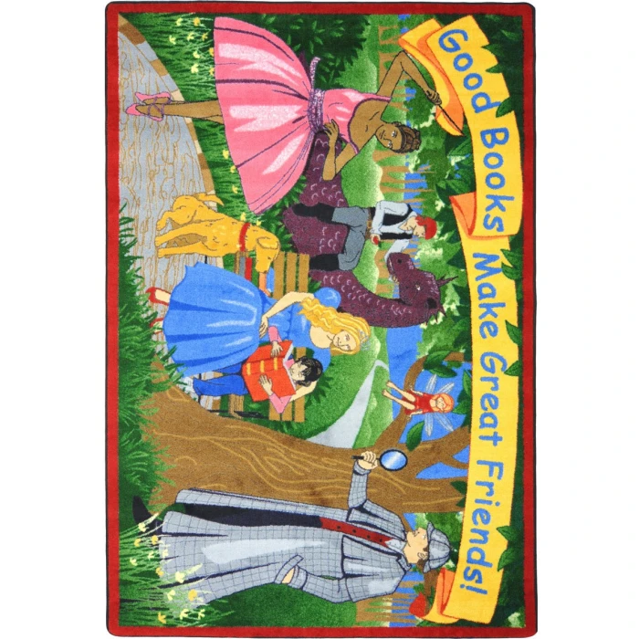 Joy Carpets Kid Essentials Multi Good Books Make Great Friends 5ft.4in. x 7ft.8in. Rect. Rug