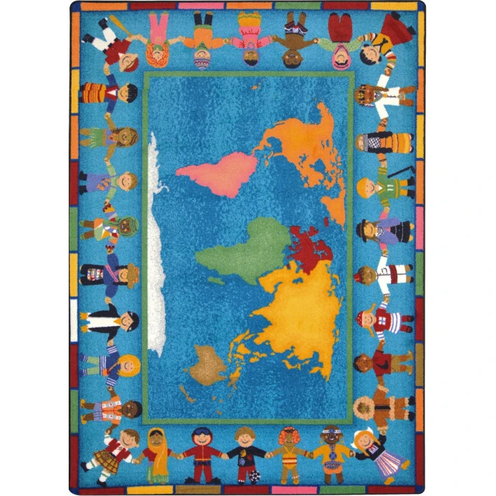 Joy Carpets Kid Essentials Multi Hands Around the World 7ft.8in. x 10ft.9in. Rect. Rug