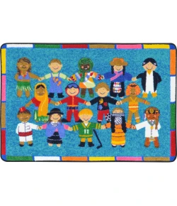Joy Carpets Kid Essentials Multi Hands Around the World 2ft.8in. x 3ft.10in. Rect. Rug
