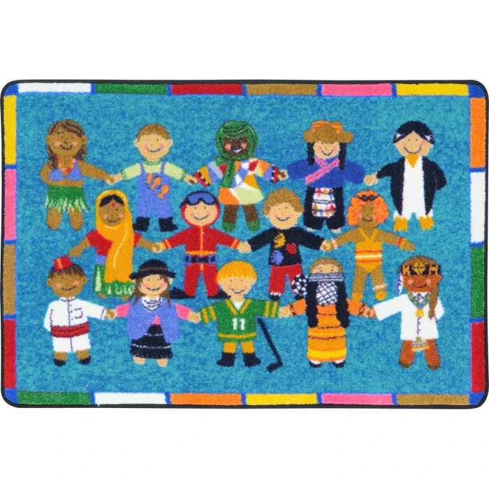 Joy Carpets Kid Essentials Multi Hands Around the World 2ft.8in. x 3ft.10in. Rect. Rug