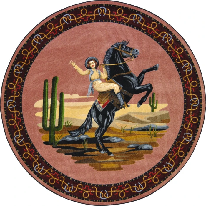 Joy Carpets Cowboy Carpets Multi Happy Trails 7ft.7in. Round Rug