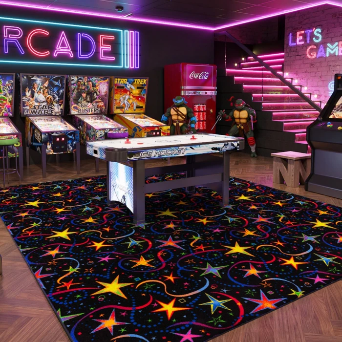 Joy Carpets Neon Lights Fluorescent Have A Blast 12ft. x 6ft. Rect. Rug