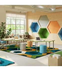 Joy Carpets Kid Essentials Citrus Hexed 3ft.10in. x 5ft.4in. Rect. Rug
