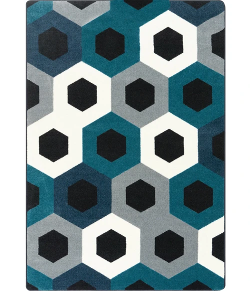 Joy Carpets Kid Essentials Sapphire Hexed 3ft.10in. x 5ft.4in. Rect. Rug