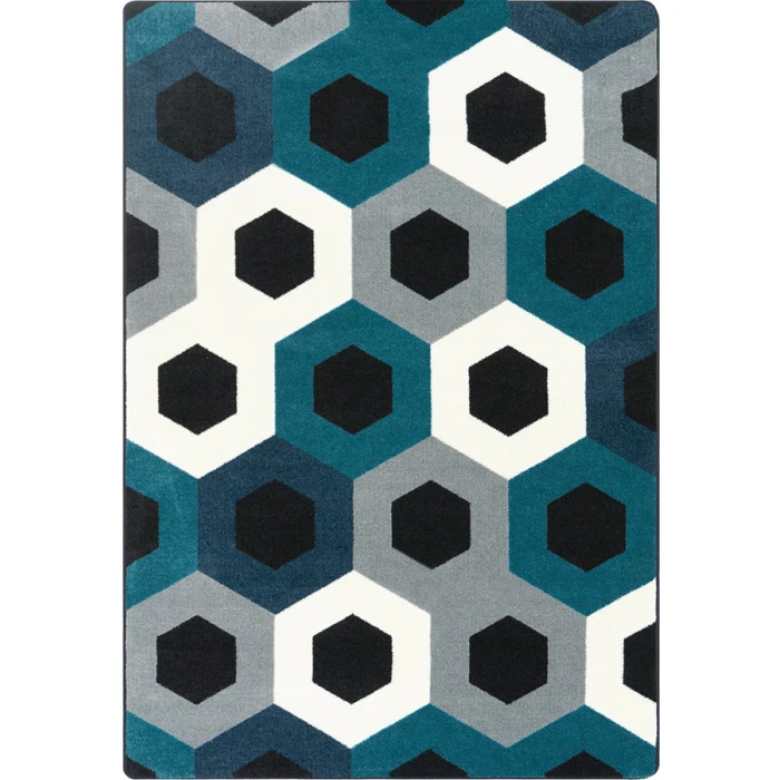 Joy Carpets Kid Essentials Sapphire Hexed 5ft.4in. x 7ft.8in. Rect. Rug