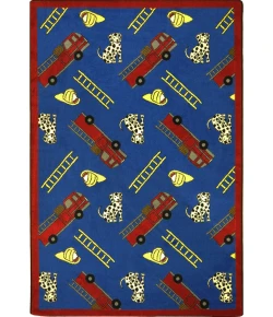 Joy Carpets Playful Patterns Blue Hook and Ladder 3ft.10in. x 5ft.4in. Rect. Rug