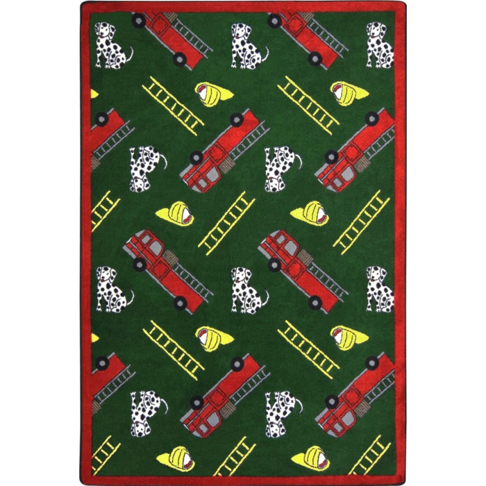 Joy Carpets Playful Patterns Green Hook and Ladder 5ft.4in. x 7ft.8in. Rect. Rug