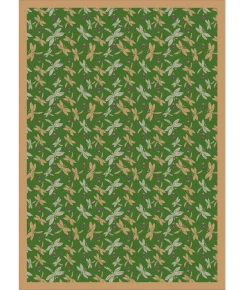 Joy Carpets Kaleidoscope Green Dragonflies 3ft.10in. x 5ft.4in. Rect. Rug
