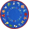 Joy Carpets Kid Essentials Blue ABC Animals 7ft.7in. Round Rug