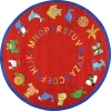 Joy Carpets Kid Essentials Red ABC Animals 7ft.7in. Round Rug