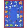 Joy Carpets Kid Essentials Blue ABC Animals (Hebrew Alphabet) 5ft.4in. x 7ft.8in. Oval Rug