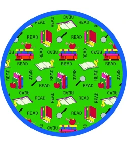 Joy Carpets Kid Essentials Green Bookworm 7ft.7in. Round Rug