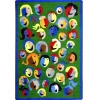 Joy Carpets Kid Essentials Green Joyful Faces 7ft.7in. Round Rug