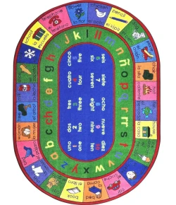 Joy Carpets Kid Essentials Multi LenguaLink (Spanish) 13ft.2in. Round Rug