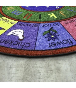 Joy Carpets Kid Essentials Multi LenguaLink (Spanish) 13ft.2in. Round Rug