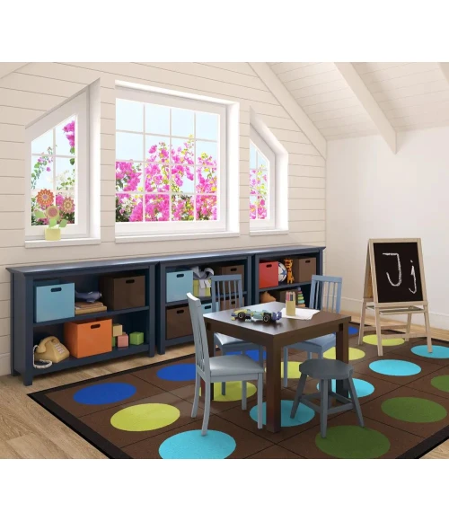 Joy Carpets Kid Essentials Earthtone Lots of Dots 5ft.4in. x 7ft.8in. Rect. Rug