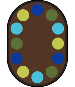 Joy Carpets Kid Essentials Earthtone Lots of Dots 5ft.4in. x 7ft.8in. Oval Rug