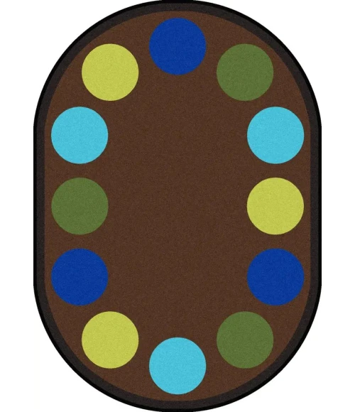 Joy Carpets Kid Essentials Earthtone Lots of Dots 5ft.4in. x 7ft.8in. Oval Rug