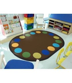 Joy Carpets Kid Essentials Earthtone Lots of Dots 5ft.4in. x 7ft.8in. Oval Rug