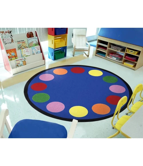 Joy Carpets Kid Essentials Multi Lots of Dots 13ft.2in. Round Rug