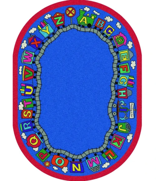 Joy Carpets Kid Essentials Multi Reading Train 7ft.7in. Round Rug