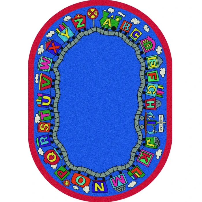 Joy Carpets Kid Essentials Multi Reading Train 5ft.4in. x 7ft.8in. Oval Rug