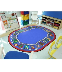 Joy Carpets Kid Essentials Multi Reading Train 7ft.7in. Round Rug