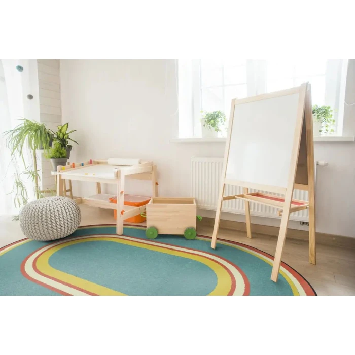 Joy Carpets Kid Essentials Beach Ripples 3ft.10in. x 5ft.4in. Oval Rug