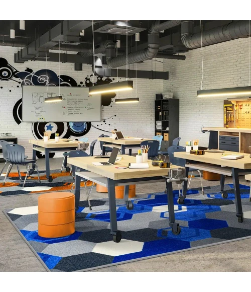 Joy Carpets Kid Essentials Blue Team Up 10ft.9in. x 13ft.2in. Rect. Rug