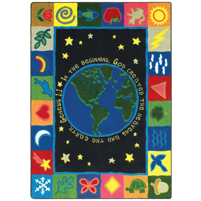 Joy Carpets Kid Essentials Multi In the Beginning 7ft.8in. x 10ft.9in. Rect. Rug