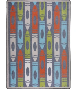 Joy Carpets Playful Patterns Chalkdust Jumbo Crayons 3ft.10in. x 5ft.4in. Rect. Rug