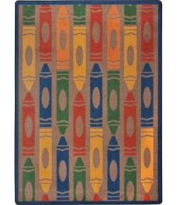 Joy Carpets Playful Patterns Earthtone Jumbo Crayons 3ft.10in. x 5ft.4in. Rect. Rug