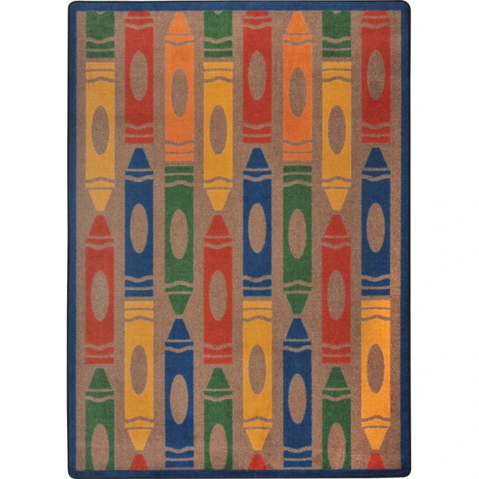 Joy Carpets Playful Patterns Earthtone Jumbo Crayons 3ft.10in. x 5ft.4in. Rect. Rug