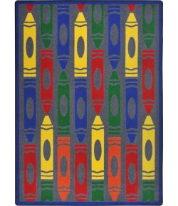 Joy Carpets Playful Patterns Rainbow Jumbo Crayons 5ft.4in. x 7ft.8in. Rect. Rug