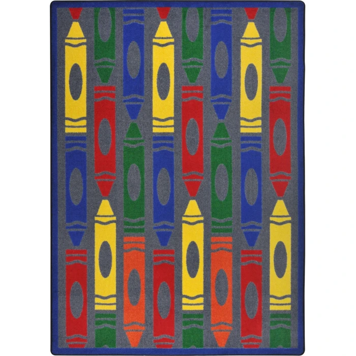 Joy Carpets Playful Patterns Rainbow Jumbo Crayons 5ft.4in. x 7ft.8in. Rect. Rug