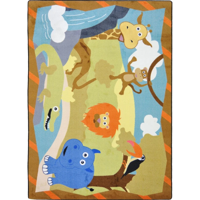 Joy Carpets Kid Essentials Multi Jungle Babies 7ft.8in. x 10ft.9in. Rect. Rug