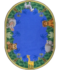 Joy Carpets Kid Essentials Multi Jungle Friends 10ft.9in. x 13ft.2in. Oval Rug