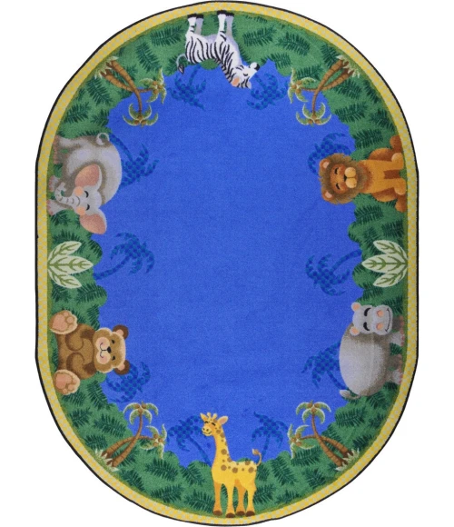 Joy Carpets Kid Essentials Multi Jungle Friends 10ft.9in. x 13ft.2in. Oval Rug