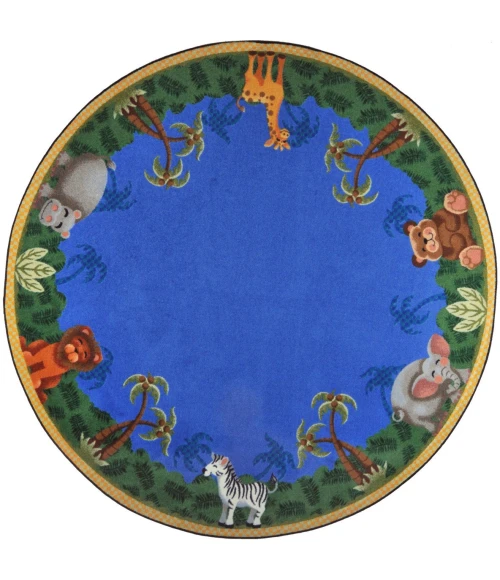 Joy Carpets Kid Essentials Multi Jungle Friends 5ft.4in. Round Rug
