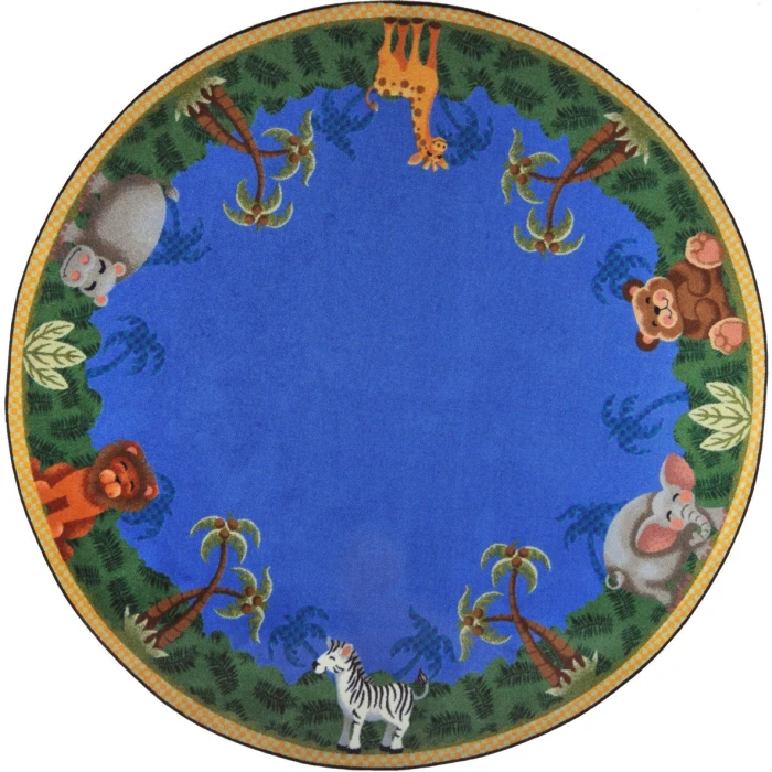 Joy Carpets Kid Essentials Multi Jungle Friends 5ft.4in. Round Rug