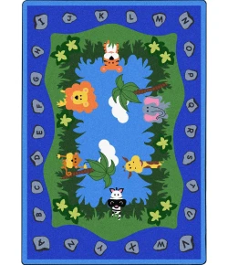 Joy Carpets Kid Essentials Multi Jungle Peeps 5ft.4in. x 7ft.8in. Rect. Rug