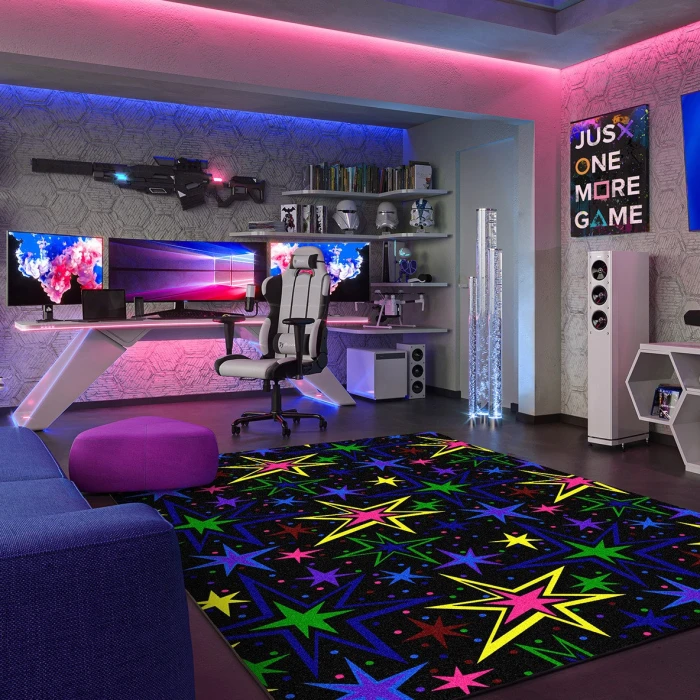 Joy Carpets Neon Lights Fluorescent Kapow 12ft. x 18ft. Rect. Rug