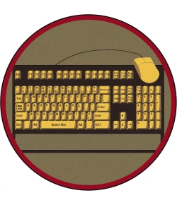 Joy Carpets Kid Essentials Brown Keyboard Connection 13ft.2in. Round Rug